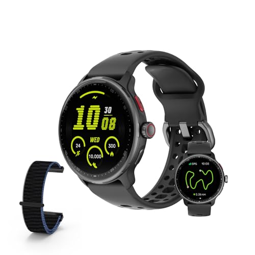 Bettdow SmartWatch GPS, Relogio Smartwatch Masculino e Feminino, 1,43 polegadas HD AMOLED, chamada Bluetooth, Esportivos relógio com voz por IA, Compatível com Android iOS, 2 Pulseiras (preto)