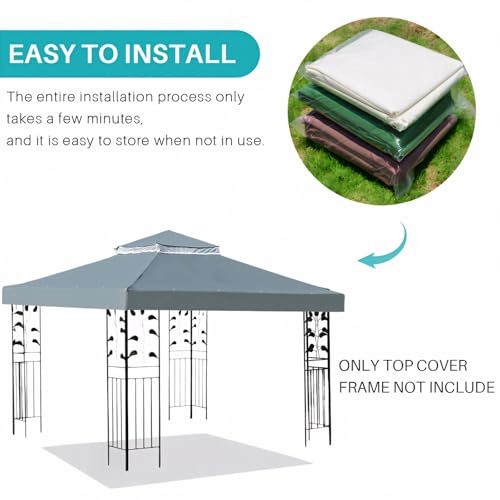 OKYUK Techo de repuesto para cenador, con malla transpirable, resistente a los rayos UV, construcción de doble techo impermeable estable, incluye agujeros de drenaje, ideal para cenadores de jardín de - imagen 7