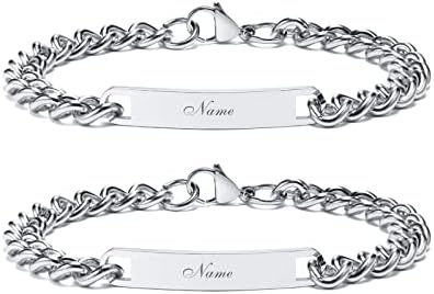 VNOX Customizable Bracelets Link Bracelets Personalized Engraved Couple Bracelets BFF Brother Sisters Bracelets Family Bracelets