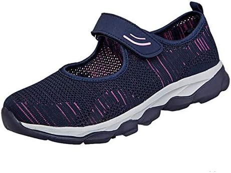 CrazycatZ Damen Mary Jane Halbschuhe Outdoor Fitnessschuhe Atmungsaktive Mesh Schuhe Sport Slipper mit Klettverschluss
