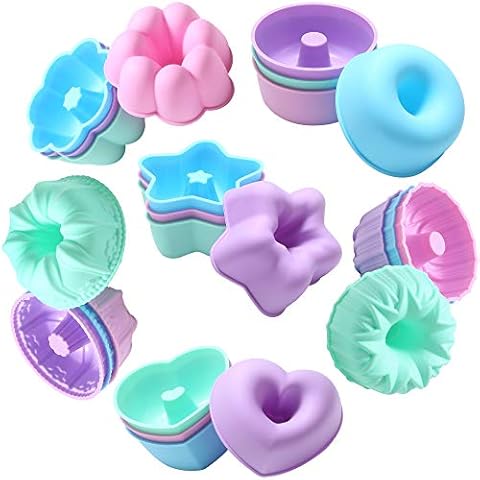 To encounter 24Pack Silicone Molds, Nonstick 3 3/4 inch Full-Size Silicone Donut Mold, Silicone Baking Cups, Silicone Donut Pan, Muffin, Jello, Bagel Pan, Oven- Microwave- Dishwasher Safe Cover