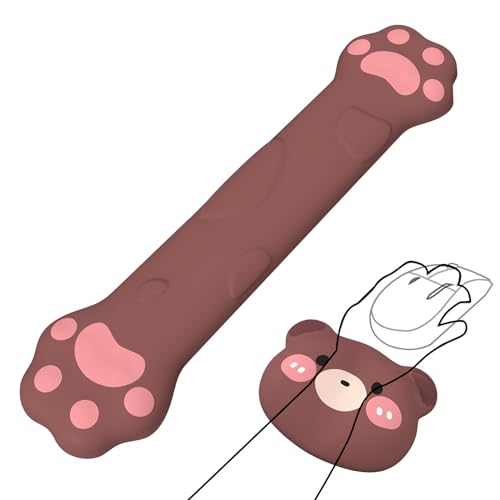 HAOCOO Cute Mouse Pad with Wrist Support, Ergonomic Keyboard Wrist Rest, Gel Wrist Rest for Computer Keyboard and Mouse Pad Set, Kawaii Mousepad with Wrist Rest for Desk Laptop Girls, Brown Teddy Bear