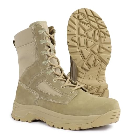 LUDEY Bottes Militaire Homme Rangers Combat Tactiques Bottes de Randonnée et Travail D'extérieur Légères Sable 46EU