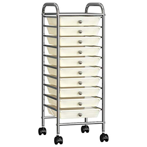Chariot à tiroirs en plastique blanc idéal pour atelier et jardin