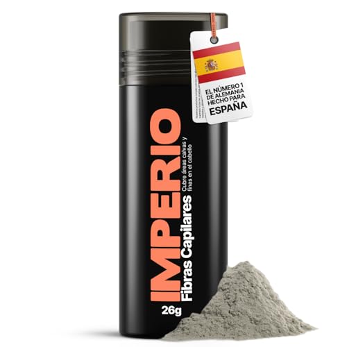 IMPERIO Fibras Capilares y Densificador de Cabello Algodón natural. Llena y engrosa su Cabello - Microfibras en Polvo - Para Mujeres y Hombres - 26g (Gris)