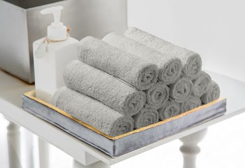 Image of Avalon Towels Salon Towel - Silver Hand Towels Bulk Pack of 24 - 100% Cotton Absorbent Spa, Facial & Gym Towel for Working Out - 16x27 Inches (Not Bleach Proof)