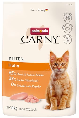animonda Carny Katzen Trockenfutter Kitten mit Huhn (1 x 10kg), Kittenfutter trocken für wachsende Katzen ohne Zucker und Getreide, hoher Fleischanteil