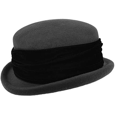 Melegari Women's Elga Hat Waterproof Wool Felt Made in Italy Autumn/Winter - Grey - One size Cover