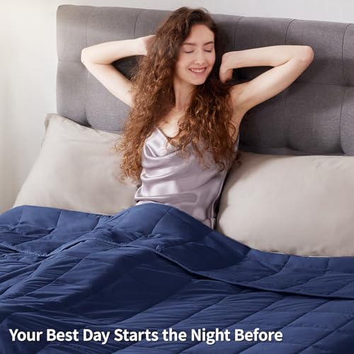 Image of Weighted Blanket Queen /King Size (80 inchx87 inch 20lbs),Ultra Soft and Cozy Cooling Weighted Blanket for Adult,Heavy Blanket with Machine Washable Soft Blanket, Blue