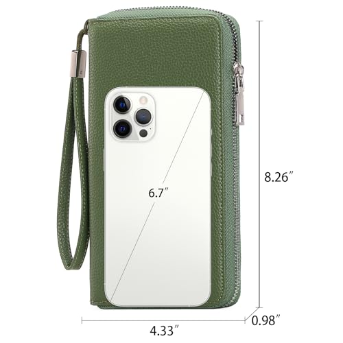 GOIACII Womens Wallet RFID Blocking Leather Zip Around Wallet Large Capacity Long Purse Credit Card Clutch Wristlet2