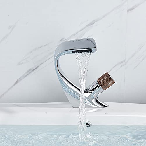 Grifos de lavabo negros de latón con diseño moderno y agua de cascada