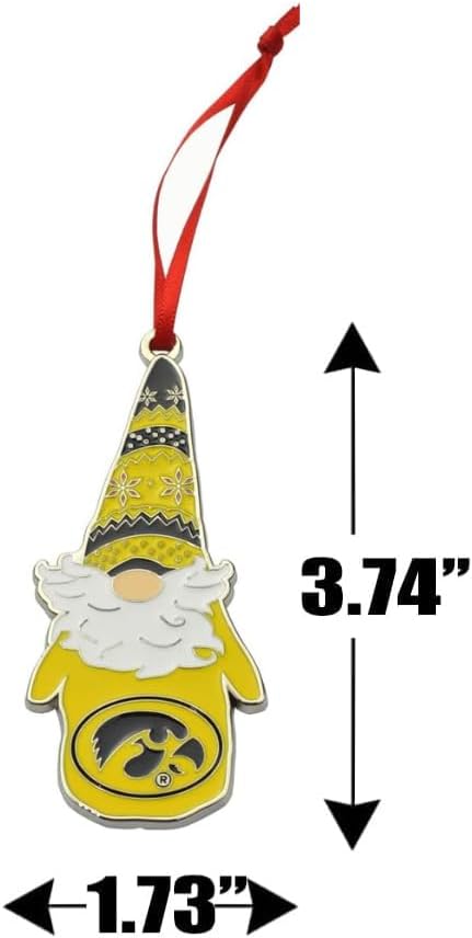 Iowa Hawkeyes Gnome Metal Christmas Ornament - Image 2