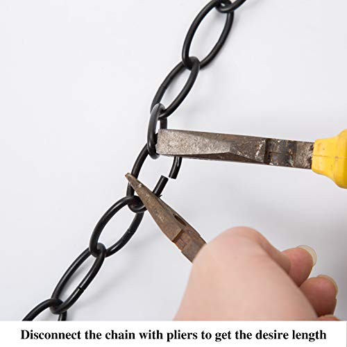 Image of 20 Feet Black Light Fixture Chain, Extra Chandelier Pendant Hanging Chain with 2 Connection Locks for High Ceiling