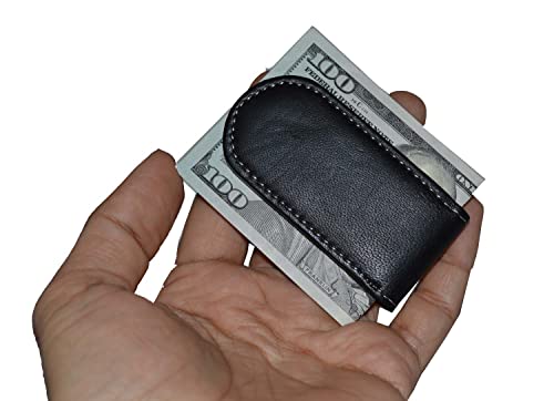 Image of LB LEATHERBOSS Men's New Leather Strong Magnetic Money Clip (XL Black)