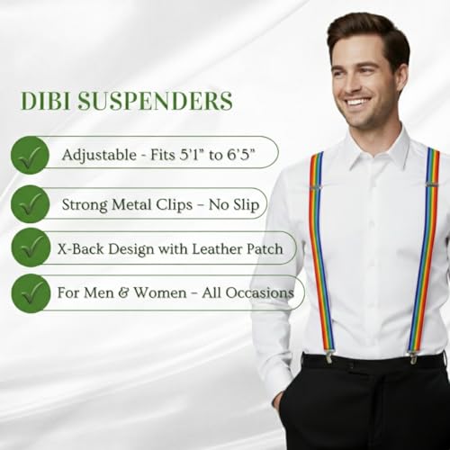 Image of Dibi Suspenders for Men - Adjustable X back Suspender with 4 Strong Clips