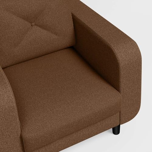 Image of Interio by Godrej Sofa Zompy Advance 1 Seater Fabric Sofa for Living Room, 3-Years Warranty, Solid Wood, Dark Brown