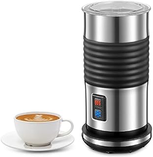 hhnn Milk Frother, Electric Milk Steamer, 3 Modes Automatic Foam Maker, Quiet to Heat Milk or Make Warm & Cold Foam for Coffee, Cappuccino Latte, with Stainless Steel, Easy to Clean (802)