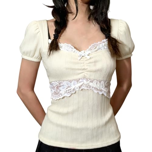 Image of Fairy Grunge Y2k Shirts Vintage Crop Tops Short Sleeve Girls Slim Fit Tees