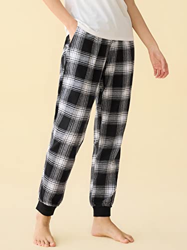 Latuza Women's Cotton Flannel Plaid Pajama Jogger Pants2