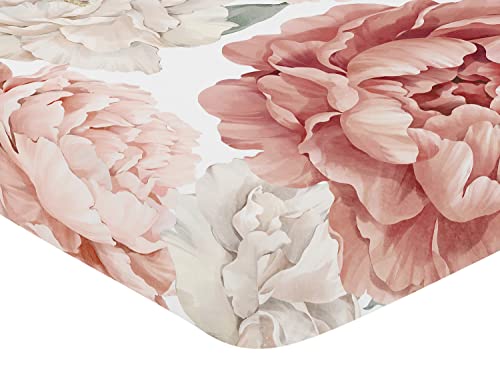 Sweet Jojo Designs CRIBSHEET-PEONY-PK-IV-LG Blush Pink Boho Shabby Chic Floral Girl Baby Fitted Crib Sheet Infant Newborn Nursery Toddler Bed Room Standard Mattress Off White Bohemian Vintage Watercolor Large Flower Elegant thumb #2