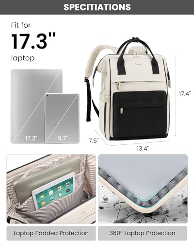 Image of LOVEVOOK Laptop Backpack for Women, 17 Inch Work Teacher Nurse Bag
