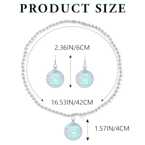 Image of Sixexey Light Up Disco Ball Necklace Set LED Disco Necklace Birthday Dance Party Favors Necklace Accessories for Women