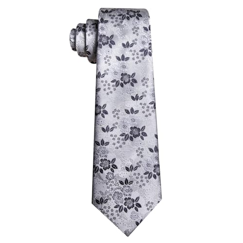 Image of Barry.Wang Men Tie Set Floral Paisley Silk Necktie Pocket Square Cufflinks Formal Wedding Party Business