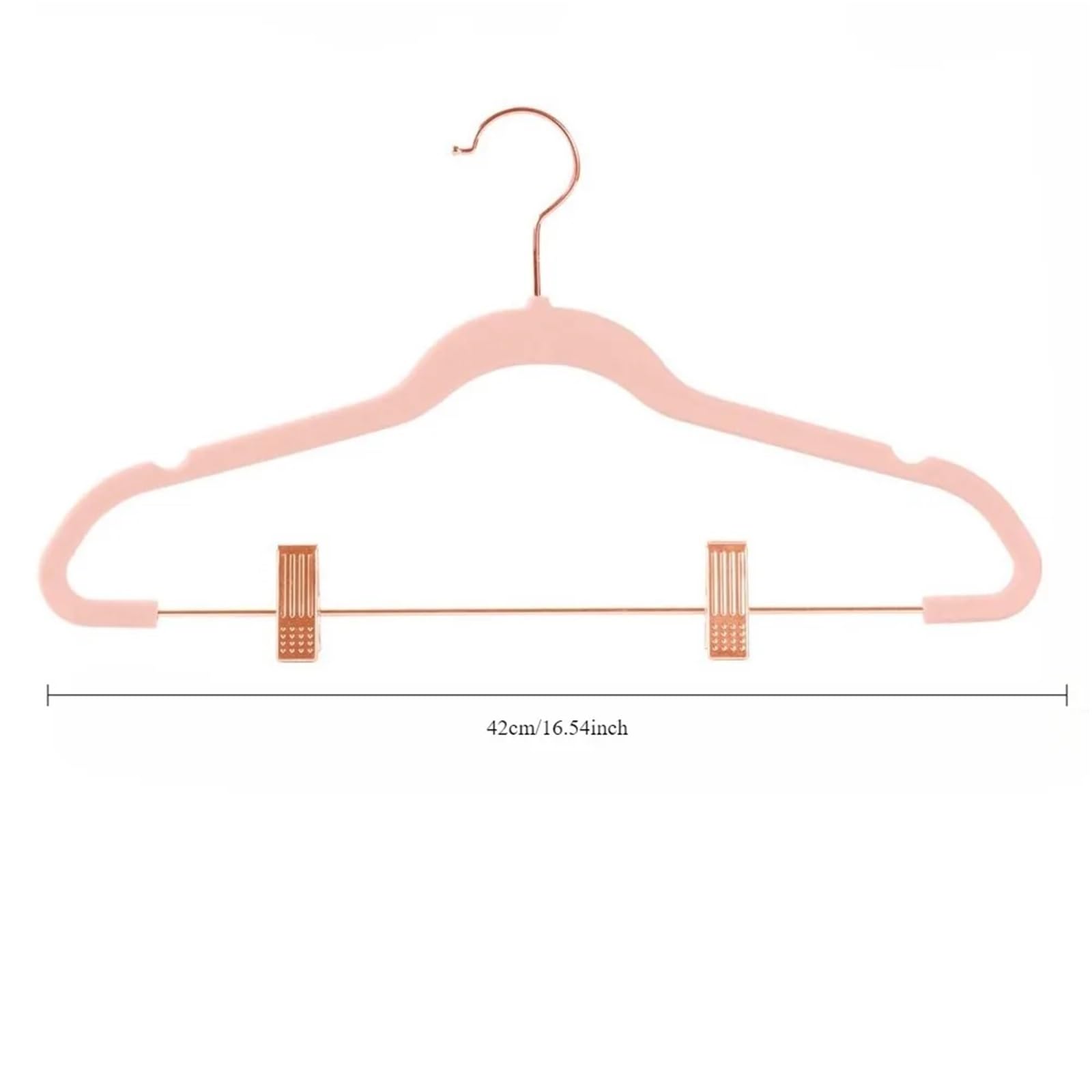 Perchas para pantalones y faldas que ahorran espacio con clips antideslizantes, ganchos de oro rosa para vestidos y camisas, 1 paquete (oro rosa rosa)