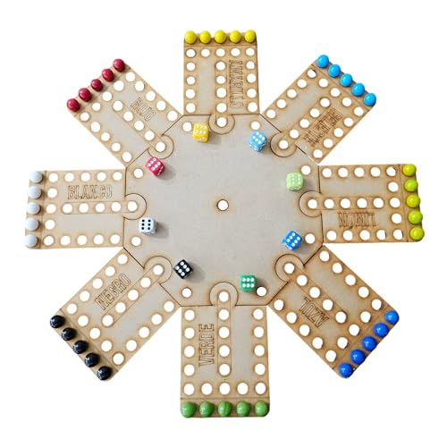 Robotecnia Juego de Mesa No te enojes, berrinches o Ludo Juego de Mesa para Adultos de 2 a 8 Jugadores con centros Intercambiables