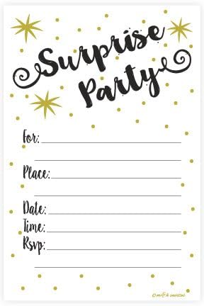 Surprise Party Invitations - Fill In Style (20 Count) With Envelopes