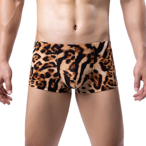 3 Pack Men Leopard Print Boxer Briefs Low Rise Stretch Breathable Trunks Underwear2
