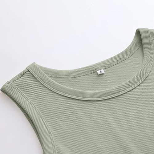 Image of ANRABESS Womens Sleeveless High Neck Tank Tops Fashion Summer Casual Basic Slim Fit Ribbed Racerback Top Shirt Clothes