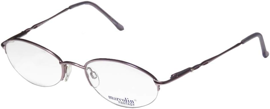 Marcolin 7222 For Ladies/Women Designer Half-Rim Strass Flexible Hinges Half-Rimless With Rhinestones Eyeglasses/Eyewear (53-19-135, Lilac)
