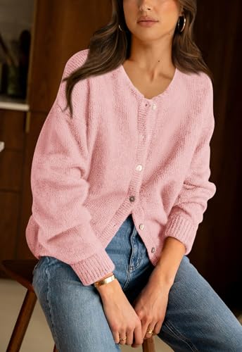 Image of PRETTYGARDEN Long Sleeve Crewneck Button Down Womens Sweaters Fall Open Front Chunky Cardigan Sweaters for Women 2026