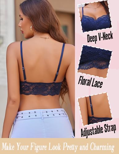Image of Avidlove Lace Bralette for Women V Neck Cami Tank Y2k Camisoles Adjustable Spaghetti Strap Crop Top Non Padded