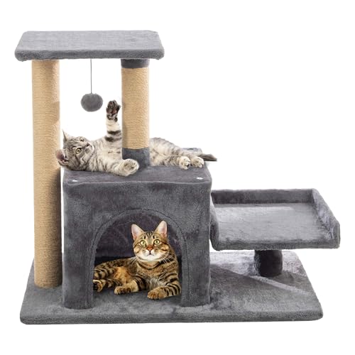Torre para gatos pequeña 24.5 pulgadas gris miniatura 1