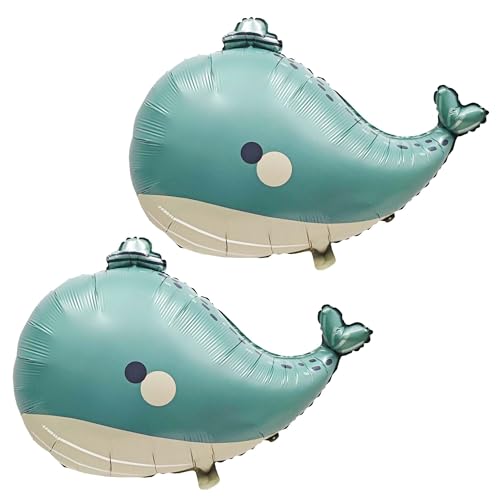 Ballon de Baleine, 2 Pièces Ballons Anniversaire Baleine Enfants, Ballon Geant en Aluminium, Ballons Gonflable Baleines pour Fêtes à Thème, Anniversaire, Accessoires...