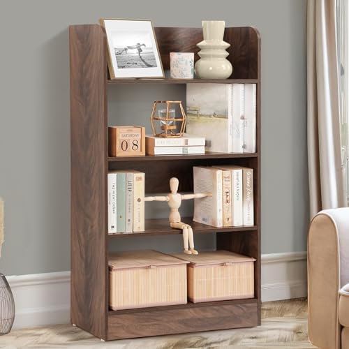 Image of ABOUT SPACE Bookshelf for Home - 4 Tier Books Rack for Study Room Multipurpose Open Shelf for Home, Office, School Engineered Wood Book Organizer Shelf (Walnut - L 62.5 x B 23.5 x H 105 cm)
