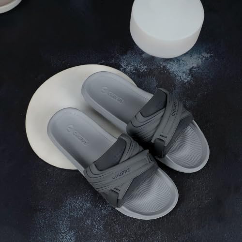 Image of CHUPPS Vertex Black Drift Orthopedic Slippers | Soft Footpharma Footbed | Breathable Ventilation Holes | Lightweight Flip Flops | Anti-Skid Chappals for Everyday For Mens