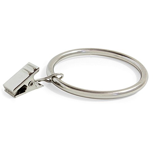 Image of Ivilon Curtain Rings - Set of 14 Decorative Drapery Rings Curtain Clip Rings with Strong Clips 2 inch Diameter - Color Brushed Nickel