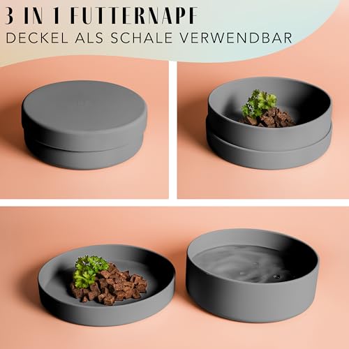 ne&no® Silikon Hundenapf 1200 ml mit Deckel für kleine und mittelgroße Hunde | im Kühlschrank luftdicht verschlossen | Futternapf Hund rutschfest | Fressnapf Hund Set