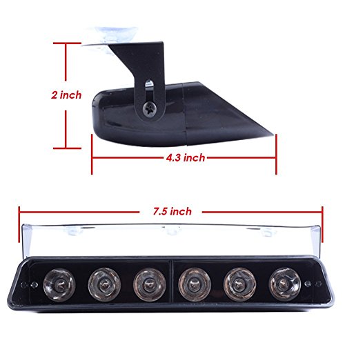 image for WOWTOU Amber White Warning Light 6W 6 LED 16 Strobe Flashing Patterns 