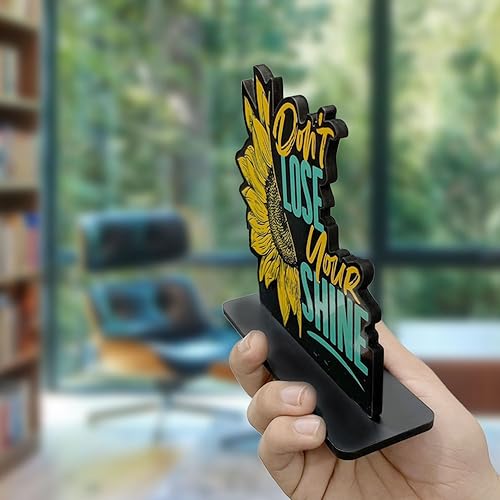 Artvibes Wooden Idols and Figurine Don't Lose Your Shine Positive Quotes Table Decoration for Office Desk | Home Decor Item | Living Room | Modern Art Wood Showpiece Gift Items (SP_1147)