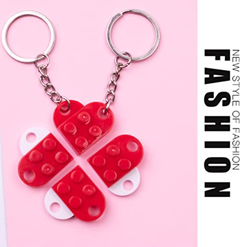 Image of Heart Keychains Matching Brick Keychain for Couples Keychain Heart Building Block Keychain for Boyfriend Girlfriend