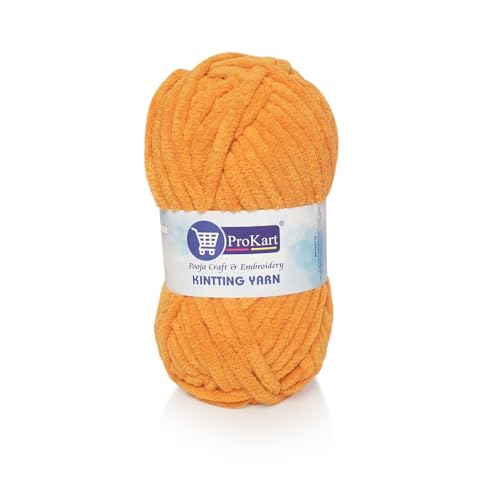 Image of ProKart Premium Blankie Wool, Plush & Cuddly, Chenille Yarn Supersoft Hand Knitting Wool Ball | Blanket Thick /Mottu Yarn Ball Suitable for Hand Knitting and Crocheting (Peach, 100gms x 4 Pack)