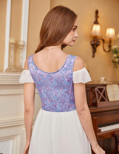 Image of Scarlet Darkness Corset Tops for Women Renaissance Lace Up Floral Bustier | Fishboned, Vintage Floral, Overbust Bodice, for Ren Faire, Medieval, Halloween Costume