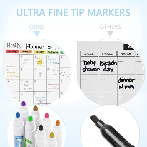 hivillexun magnetic dry erase calendar whiteboard set 3-pack for fridge wall and refrigerator organization  monthly weekly and daily planners with 8 markers and eraser