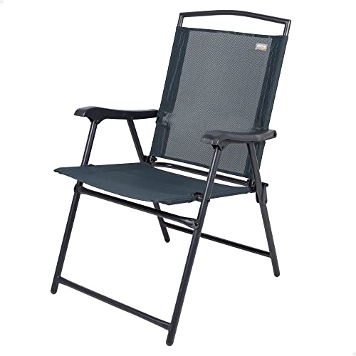 AKTIVE 62642 - Silla Plegable de Exterior, terraza, jardín, balcón o Patio, Material: Acero y textileno, Resistente: Peso máximo soportado 110kg., Medidas 46x62x92cm, Muebles de Exterior