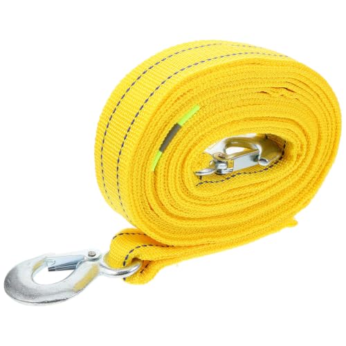 Image of Car Trailer Rope Tow Strap Yellow Polyester 5 Ton 4.8m Double Layer