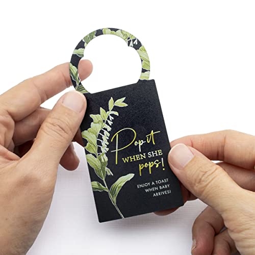Summer-Ray 50pcs Pop it When She Pops Mini Champagne Baby Shower Tags Wine Bottle Tags (Black) - Image 2
